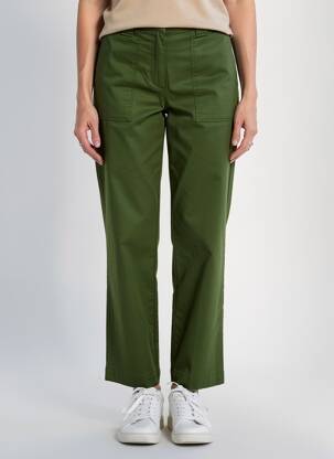 Pantalon droit tissage popeline taille normale vert KANOPE femme