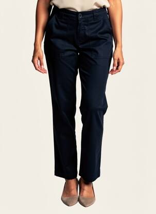 Pantalon droit tissage popeline taille normale bleu KANOPE femme