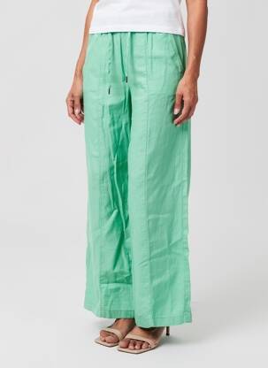 Pantalon large tissage crêpe taille normale vert STREET ONE femme