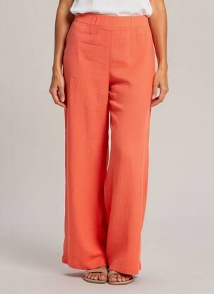 Pantalon large tissage crêpe taille normale orange RUE MAZARINE femme