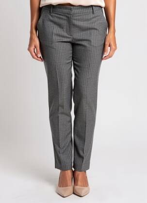 Pantalon chino fermeture zippée sous rabat avec crochet taille normale gris OUI femme