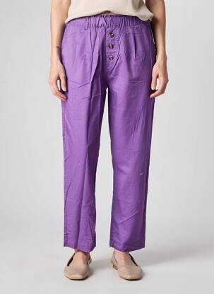Pantalon droit tissage popeline taille normale violet YERSE femme