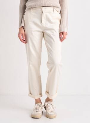Pantalon chino tissage popeline taille normale beige HAPPY femme