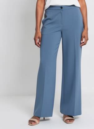 Pantalon large tissage crêpe taille haute bleu DIANA GALLESI femme