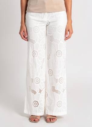 Pantalon flare taille à pinces taille haute blanc ALTAMIRA femme
