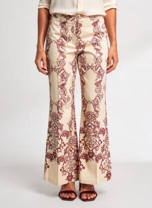 Pantalon flare taille à pinces taille haute beige CIVICO 1 femme