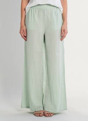 Pantalon large tissage crêpe taille normale vert DIANA GALLESI femme
