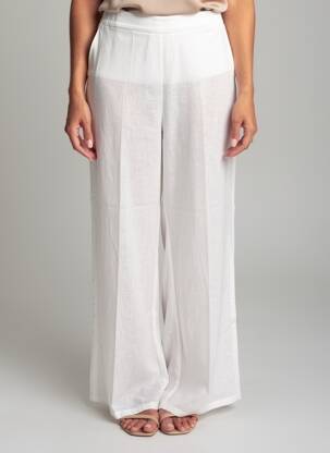 Pantalon large tissage crêpe taille normale blanc DIANA GALLESI femme