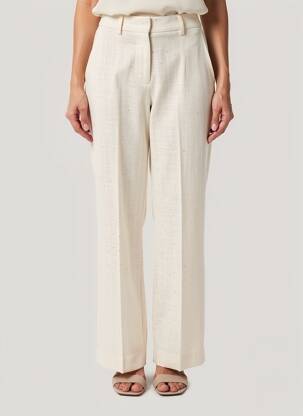 Pantalon droit tissage crêpe taille haute beige ALTAMIRA femme