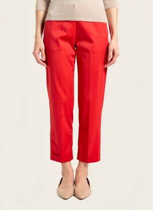 Pantalon 7/8 tissage popeline taille normale rouge VOLPATO femme