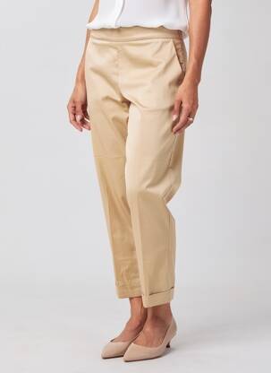 Pantalon 7/8 tissage popeline taille normale beige VOLPATO femme