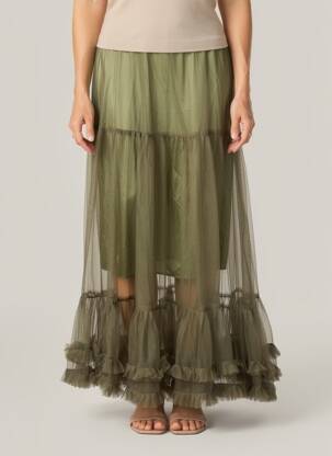 Jupe longue coupe droite vert CIVICO 1 femme