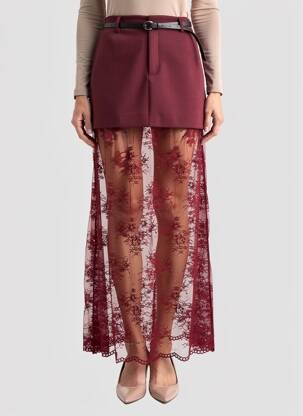 Jupe longue coupe droite violet LUMINA femme