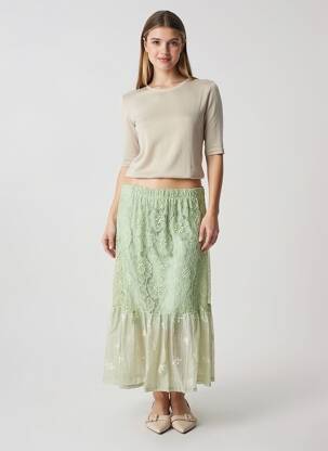 Jupe longue coupe droite vert ALTAMIRA femme