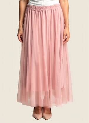 Jupe longue coupe droite rose ALTAMIRA femme