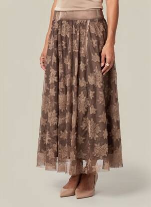 Jupe longue doublure marron ALTAMIRA femme