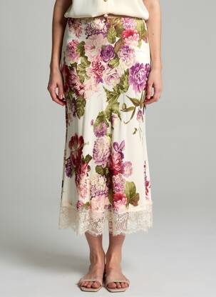 Jupe longue taille normale blanc LUMINA femme