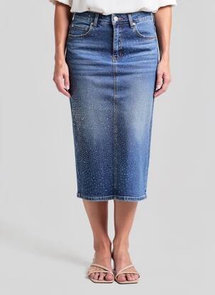Jupe mi-longue stretch bleu CIVICO 1 femme