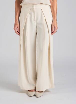 Pantalon large tissage popeline taille normale beige KING KONG femme