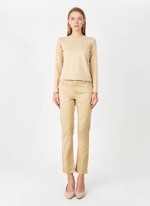 Pantalon slim tissage popeline taille normale beige KANOPE femme