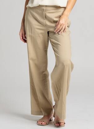 Pantalon droit tissage crêpe taille haute beige SCHOOL RAG femme