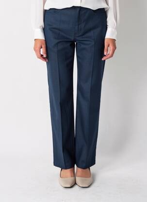 Pantalon droit tissage crêpe taille haute bleu VAN-DOS femme