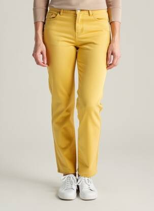 Pantalon droit tissage popeline taille normale jaune KANOPE femme