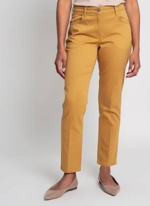 Pantalon slim tissage popeline taille normale jaune KANOPE femme
