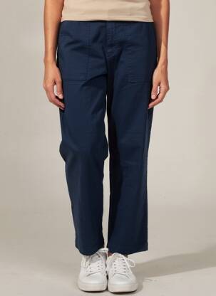 Pantalon droit tissage popeline taille normale bleu KANOPE femme