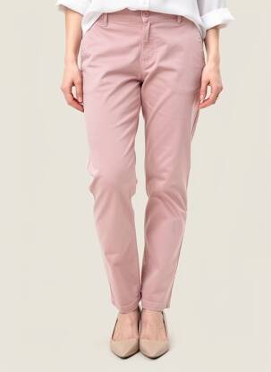 Pantalon chino stretch taille normale rose HAPPY femme