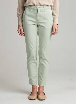 Pantalon chino stretch taille normale vert HAPPY femme
