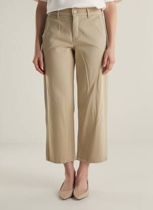 Pantalon 7/8 stretch taille normale beige HAPPY femme