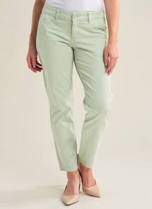 Pantalon chino tissage popeline taille normale vert HAPPY femme
