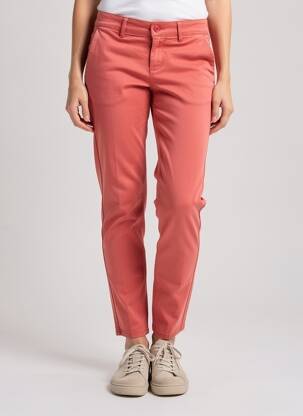 Pantalon chino tissage popeline taille normale orange HAPPY femme