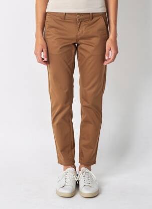 Pantalon chino tissage popeline taille normale marron HAPPY femme