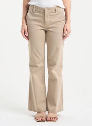 Pantalon flare taille normale taille normale blanc HAPPY femme