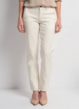 Pantalon chino tissage popeline taille normale beige HAPPY femme