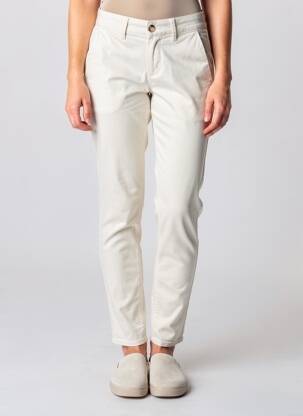Pantalon chino tissage popeline taille normale beige HAPPY femme