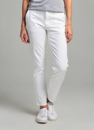 Pantalon chino tissage popeline taille normale blanc HAPPY femme
