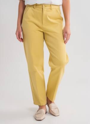 Pantalon chino tissage popeline taille normale jaune REIKO femme