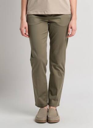 Pantalon chino tissage popeline taille normale vert HAPPY femme