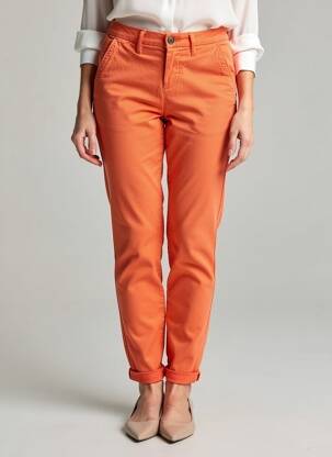 Pantalon chino tissage popeline taille normale orange REIKO femme
