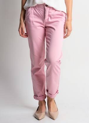 Pantalon chino tissage popeline taille normale rose REIKO femme