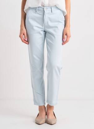 Pantalon chino tissage popeline taille normale bleu REIKO femme