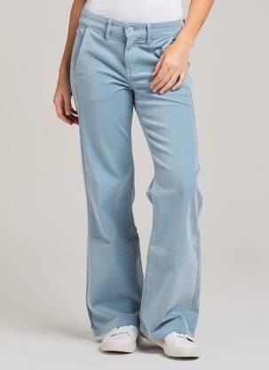 Pantalon flare stretch taille haute bleu HAPPY femme