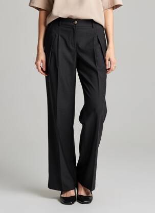 Pantalon droit fermeture zippée sous rabat boutonné noir FREEMAN T.PORTER femme