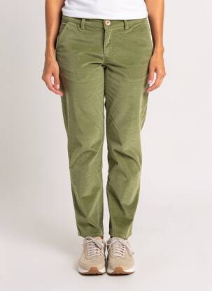 Pantalon chino fermeture zippée sous rabat boutonné taille normale vert KANOPE femme