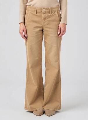 Pantalon flare stretch taille haute beige HAPPY femme