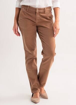 Pantalon chino fermeture zippée sous rabat boutonné taille normale marron HAPPY femme