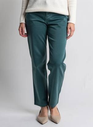 Pantalon chino fermeture zippée sous rabat boutonné taille haute vert HAPPY femme